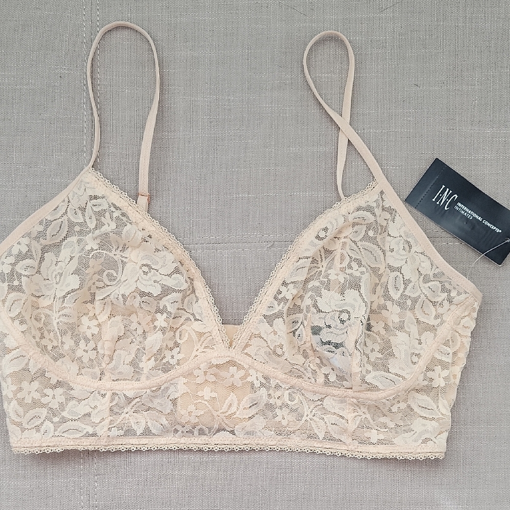 INC International Concepts Lace Bralette in Cream